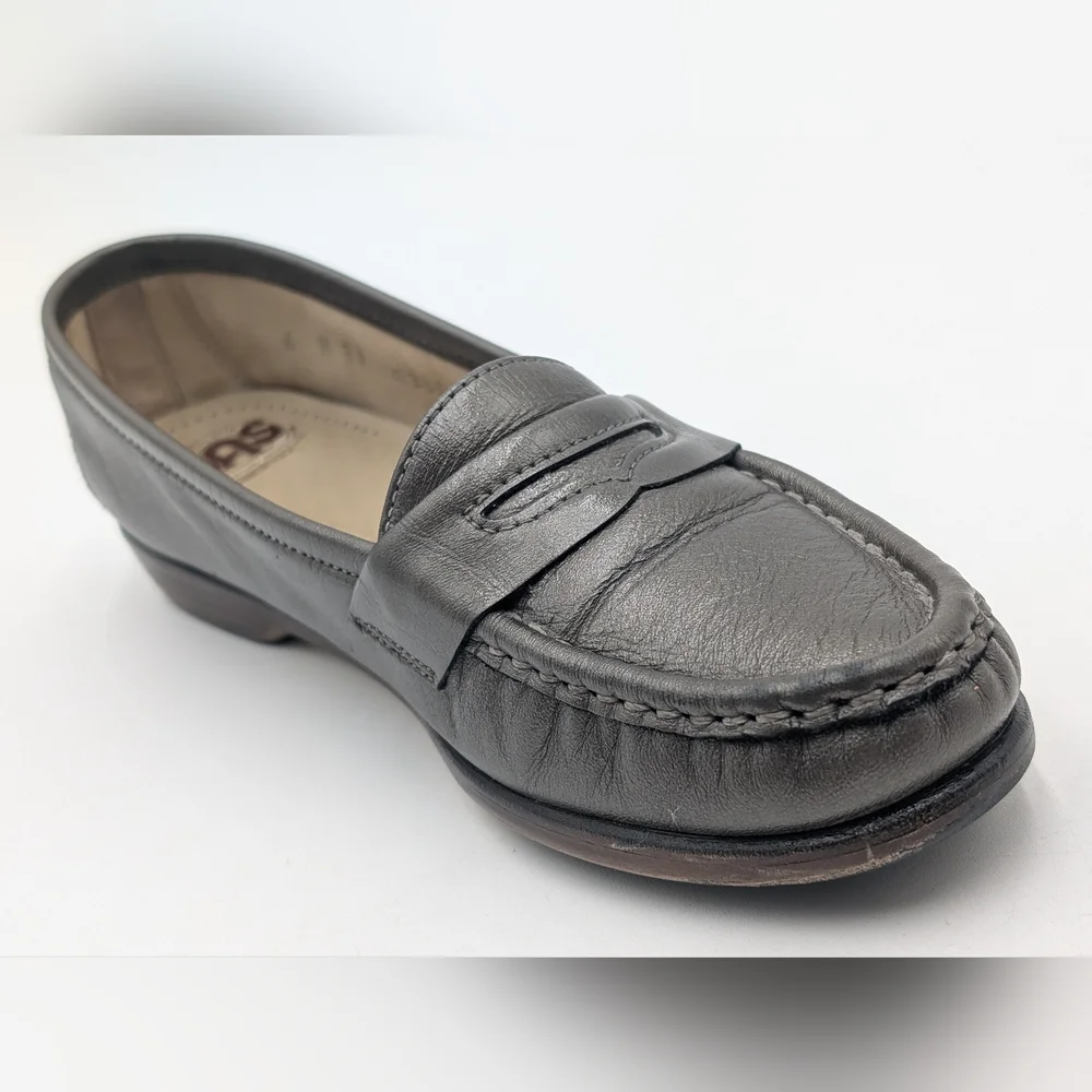 SAS Tripad Comfort Women's Sz 6M Charcoal Leather Loafers Tripad System Insoles - Picture 6 of 17
